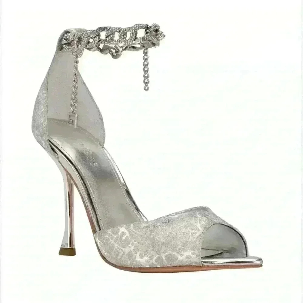 GUESS JADIEL EMBELLISHED ANKLE STRAP DRESS SANDALS SIZE 9